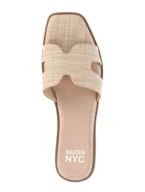 Madden NYC H-Band Style Sandal Slides In 'Raffia', Sz 10, NWOT